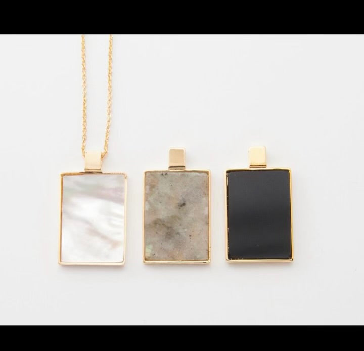 14k Gold Filled Mother of Pearl - Labradorite - Obsidian Necklaces